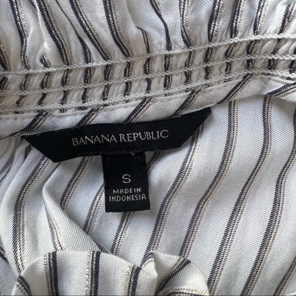 Banana Republic Striped Drama Neck Ruffled Striped Blouse small - Picture 6 of 10